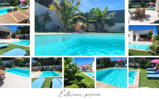 Maison villa neuve T4 avec piscine, jardin et local aménagé en T2 indépendant avec jardin priva