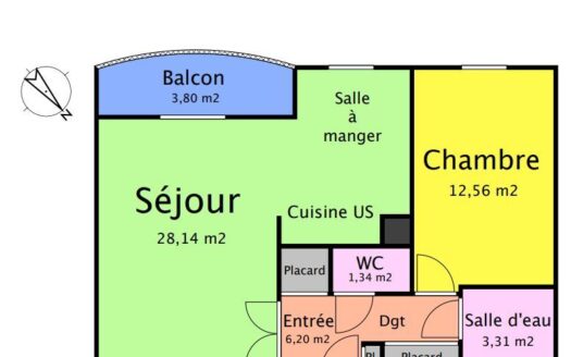 Appartement 2 Pièces – 52 m² – Nantes quartier rechercher de Saint-Félix