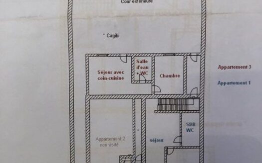 Vente immeuble de rapport locatif 6 logements (studio) travaux de rénovation à prévoir, vide d’