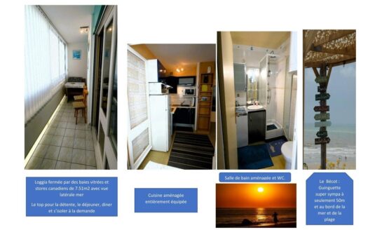 APPARTEMENT BORD DE MER de 25 m2 + loggia fermée et parking privé