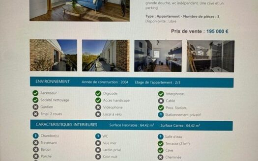 Appartement ouvert sur terrasse