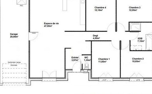 Maison plain pied, 4 chambres, Havange