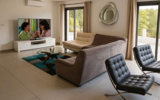Havre de paix avec vue dégagée – Villa-appartement moderne, terrain arboré, piscine chauffée