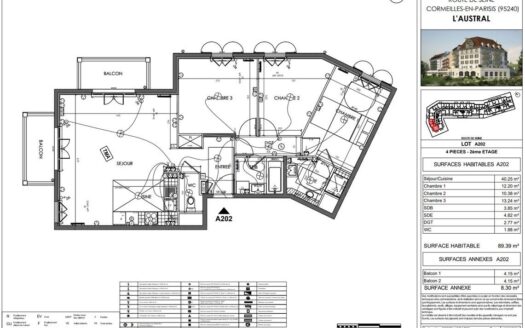 Vente appartement – 4 pièces – 89m² – Cormeilles-en-Parisis