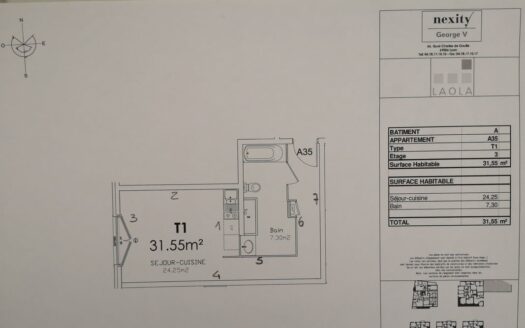 Studio 31 m2 Gerland 69007, 149000 +garage 15000